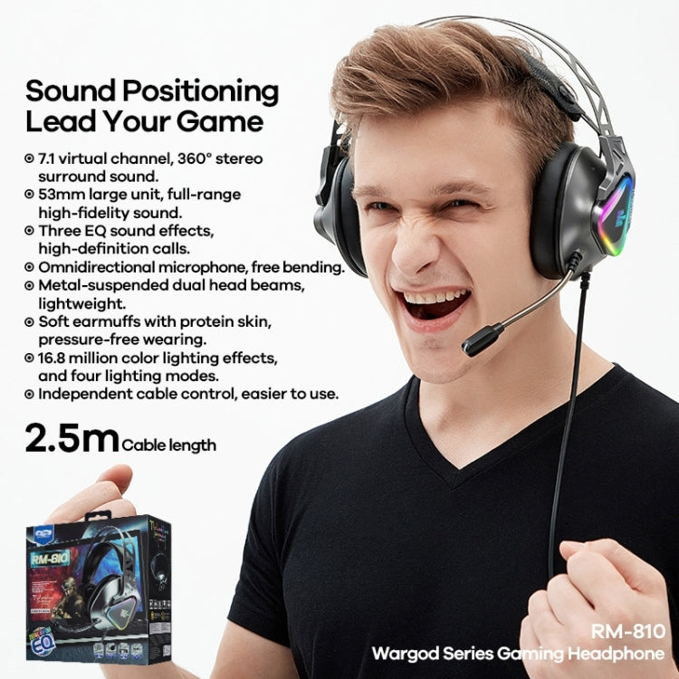 Remax RM-810 Wargod Series Intelligent Noise Reduction Gaming Headphone with Mic(Grey) - Headset & Headphone by REMAX | Online Shopping UK | buy2fix