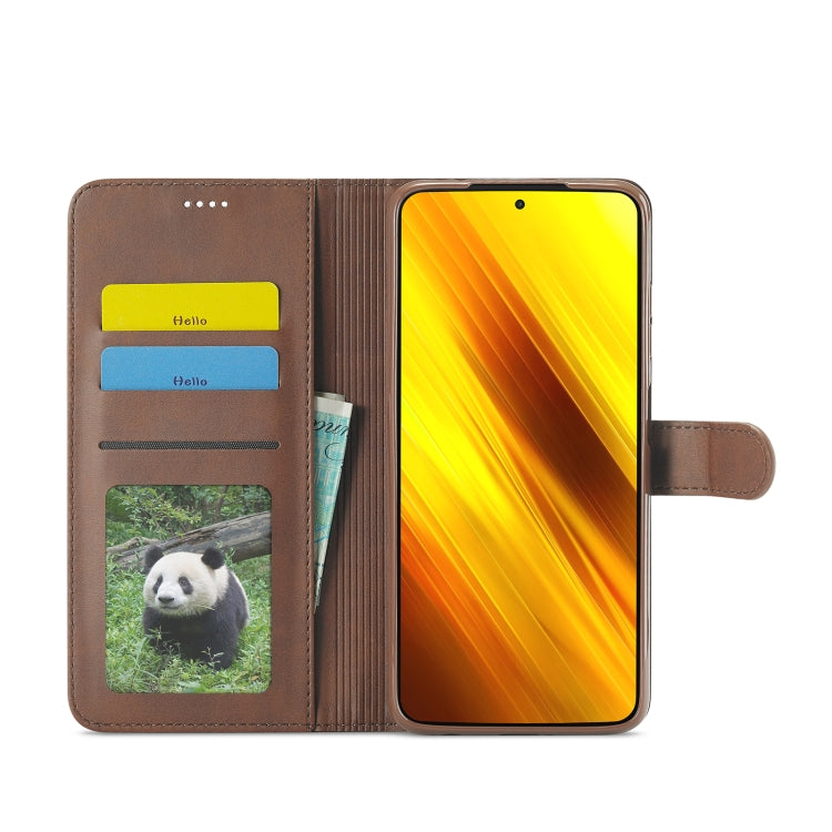 For Xiaomi Poco X3 NFC LC.IMEEKE Calf Texture Horizontal Flip Leather Case with Holder & Card Slots & Wallet(Brown) - Xiaomi Cases by LC.IMEEKE | Online Shopping UK | buy2fix