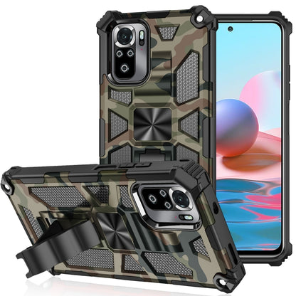 For Xiaomi Redmi Note 10 Pro Camouflage Armor Shockproof TPU + PC Magnetic Protective Case with Holder(Army Green) - Xiaomi Accessories by buy2fix | Online Shopping UK | buy2fix