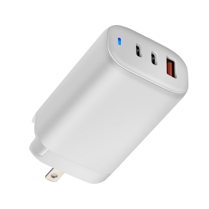 XY 65W USB + Dual USB-C / Type-C Gallium Nitride Travel Charger Set with LED Indicator & Detachable Plug, US Plug(White) - USB Charger by buy2fix | Online Shopping UK | buy2fix