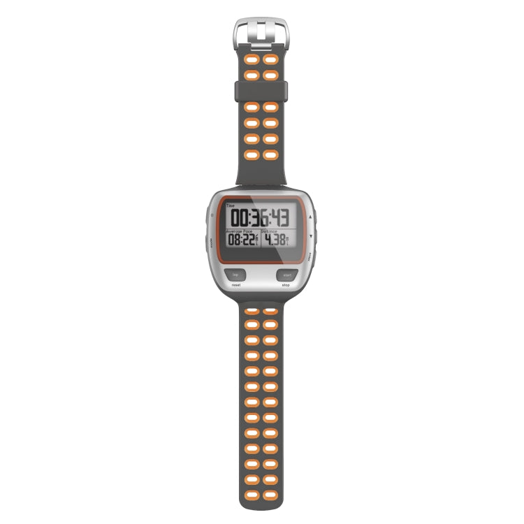 For Garmin Forerunner 310XT Two-color Silicone Watch Band(Grey Orange) - Smart Wear by buy2fix | Online Shopping UK | buy2fix