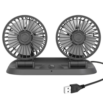 F410 USB 5V Car Dual-head Folding Electric Cooling Fan with Temporary Temporary Parking Card - In Car by buy2fix | Online Shopping UK | buy2fix