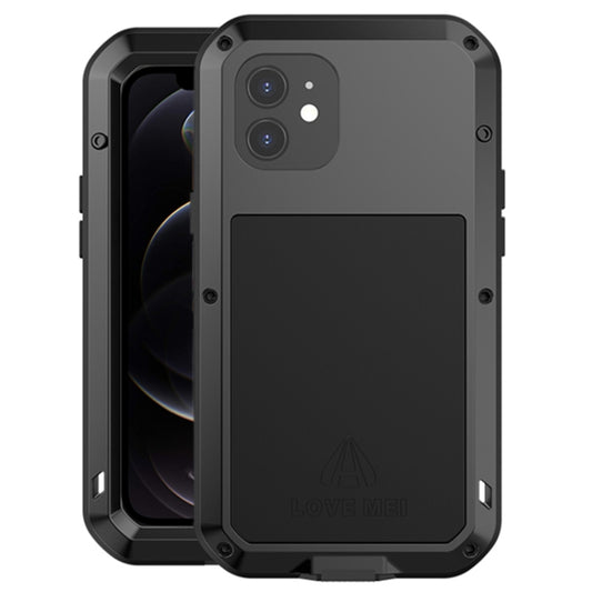 For iPhone 12 LOVE MEI Metal Shockproof Life Waterproof Dustproof Protective Case(Black) - iPhone 12 / 12 Pro Cases by LOVE MEI | Online Shopping UK | buy2fix