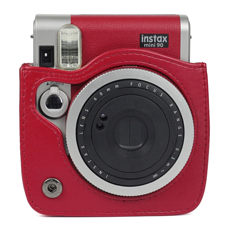 Solid Color PU Camera Bag with Shoulder Strap for Fujifilm Instax mini 90(Red) - Camera Accessories by buy2fix | Online Shopping UK | buy2fix