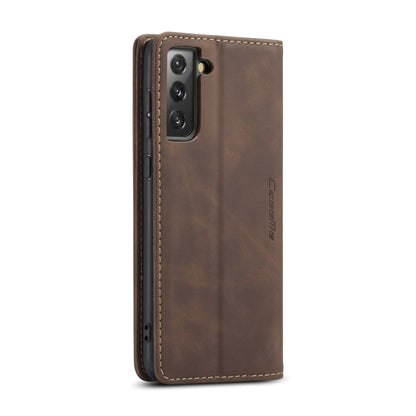 For Samsung Galaxy S21 FE CaseMe 013 Multifunctional Horizontal Flip Leather Case, with Card Slot & Holder & Wallet(Coffee) - Samsung Accessories by CaseMe | Online Shopping UK | buy2fix