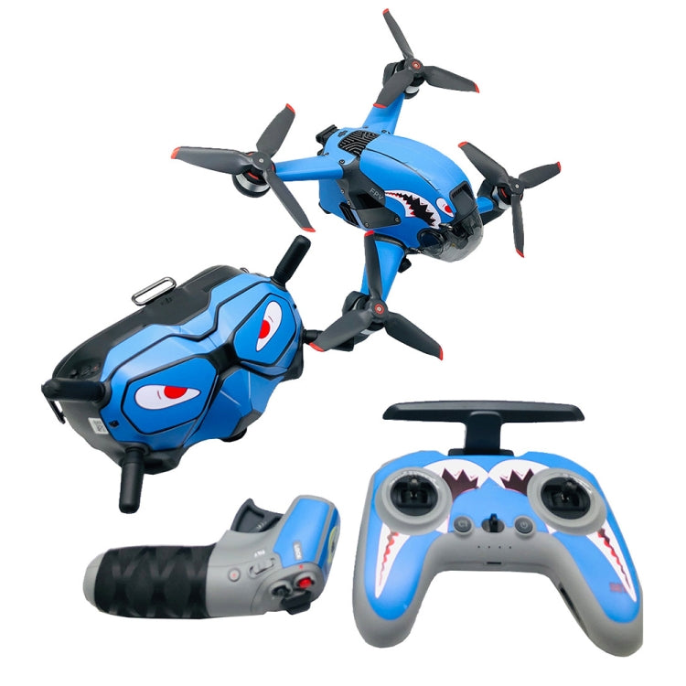 FPV-TZ-SF 4 in 1 Waterproof Anti-Scratch Decal Skin Wrap Stickers Personalized Film Kits for DJI FPV Drone & Goggles V2 & Remote Control & Rocker(Blue Shark) - DJI & GoPro Accessories by buy2fix | Online Shopping UK | buy2fix