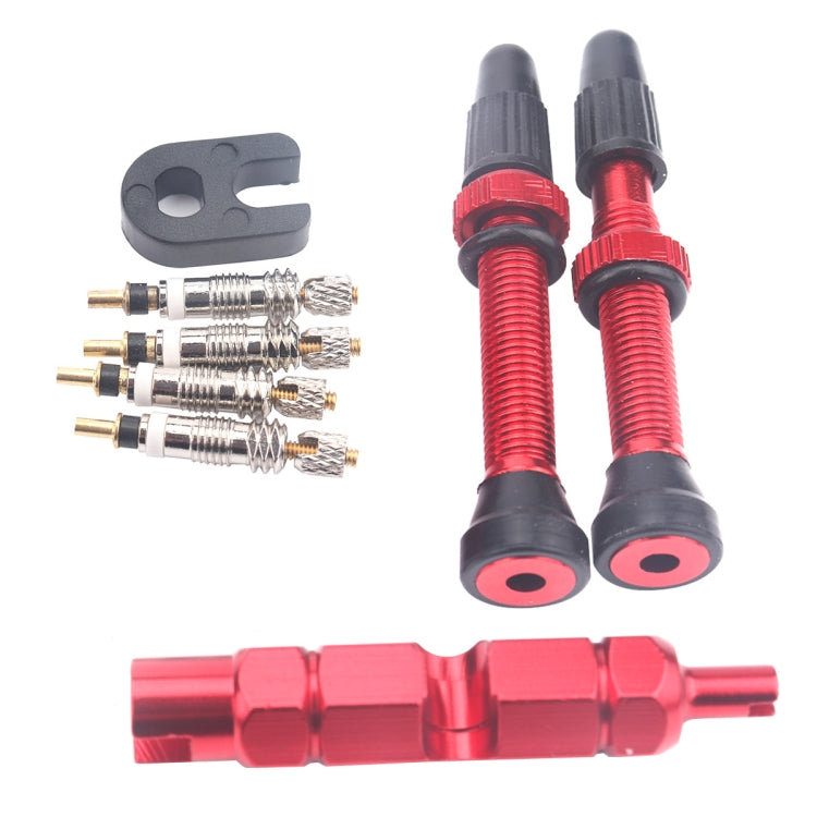 A5593 2 PCS 40mm Red French Tubeless Valve Stem with Repair Kit for Road Bike - Outdoor & Sports by buy2fix | Online Shopping UK | buy2fix