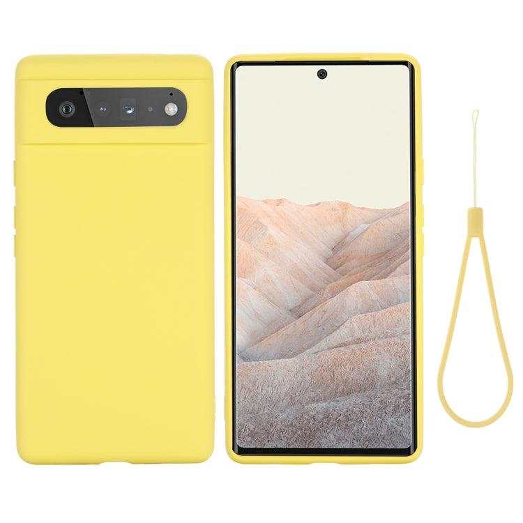 For Google Pixel 6 Pure Color Liquid Silicone Shockproof Full Coverage Case(Yellow) - Google Cases by buy2fix | Online Shopping UK | buy2fix