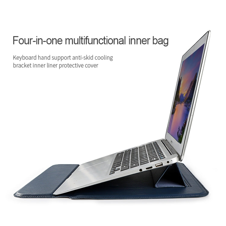 PU08 Multifunctional Notebook PU Liner Bag, Size:14.1-15.4 inch(Silver Gray) - 15 inch by buy2fix | Online Shopping UK | buy2fix