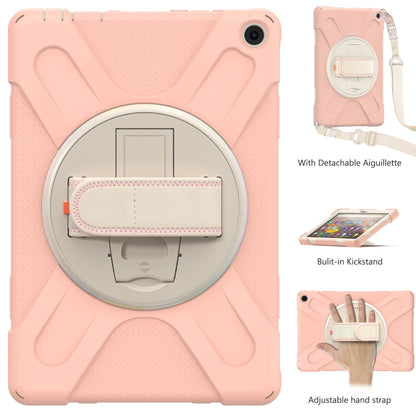 For Amazon Kindle Fire HD 10 2021 Silicone + PC Protective Case with Holder & Shoulder Strap(Rose Gold) - Mobile Accessories by buy2fix | Online Shopping UK | buy2fix