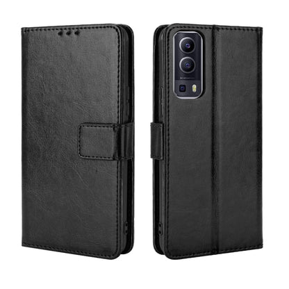 For vivo Y72 5G / iQOO Z3 Crazy Horse Texture Horizontal Flip Leather Case with Holder & Card Slots & Lanyard(Black) - OPPO Cases by buy2fix | Online Shopping UK | buy2fix