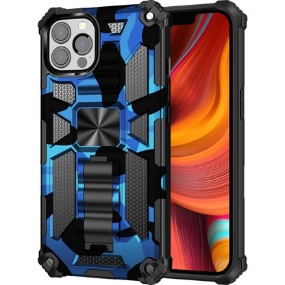 For iPhone 13 Pro Camouflage Armor Kickstand TPU + PC Magnetic Phone Case (Blue) - iPhone 13 Pro Cases by buy2fix | Online Shopping UK | buy2fix