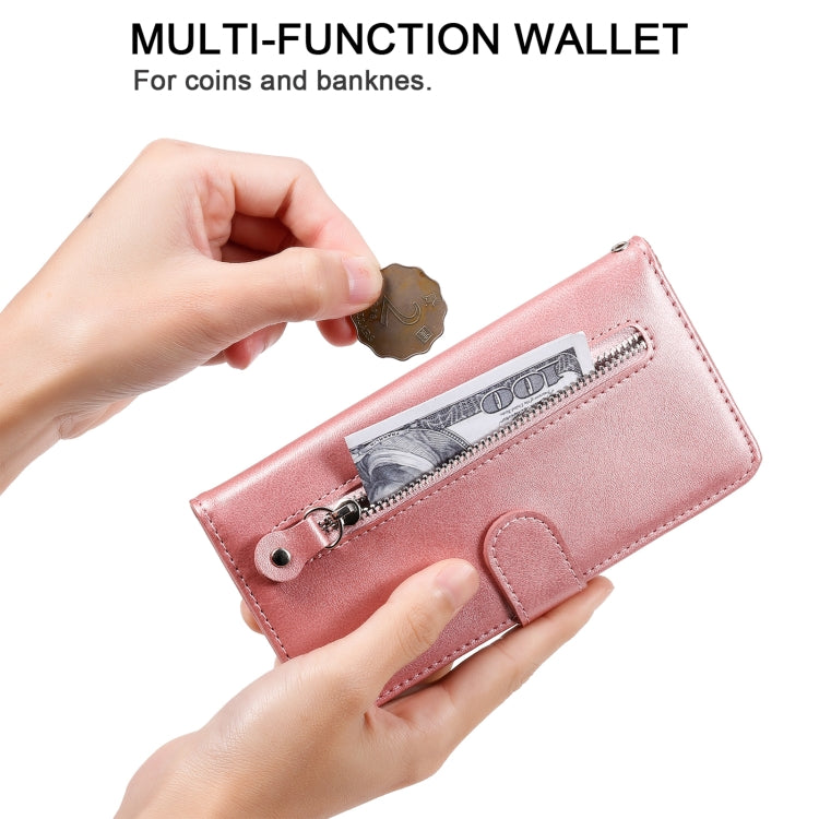 For OPPO Reno6 Pro+ 5G Fashion Calf Texture Zipper Horizontal Flip Leather Case with Holder & Card Slots & Wallet(Rose Gold) - OPPO Cases by buy2fix | Online Shopping UK | buy2fix