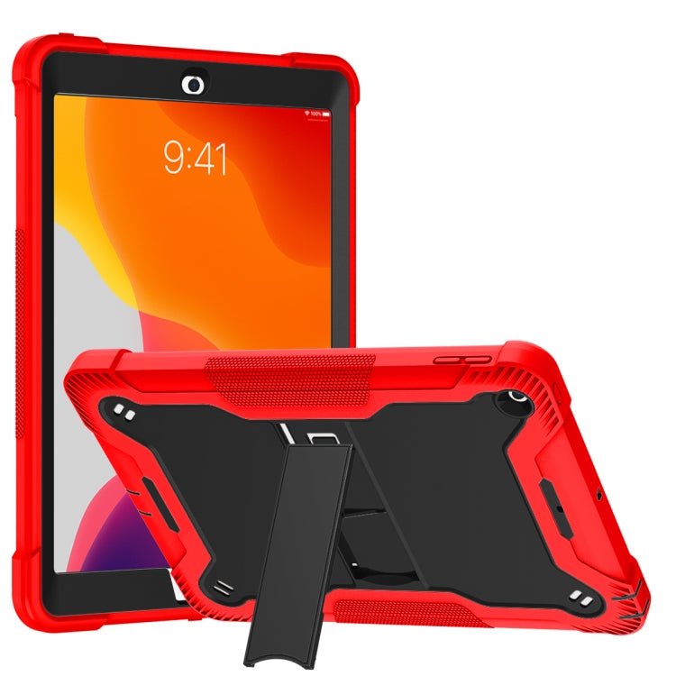 For iPad 10.2 2021 / 2020 / 2019 Silicone + PC Shockproof Protective Case with Holder(Red + Black) - iPad 10.2 Cases by buy2fix | Online Shopping UK | buy2fix