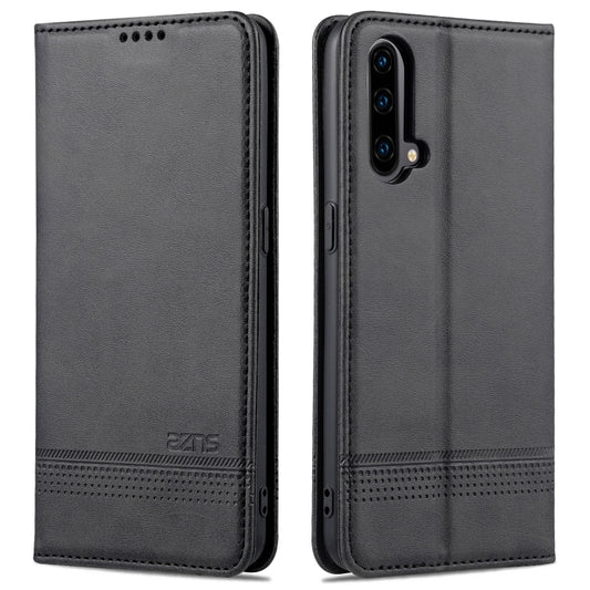 For OnePlus Nord CE 5G AZNS Magnetic Calf Texture Horizontal Flip Leather Case with Card Slots & Holder & Wallet(Black) - OnePlus Cases by AZNS | Online Shopping UK | buy2fix