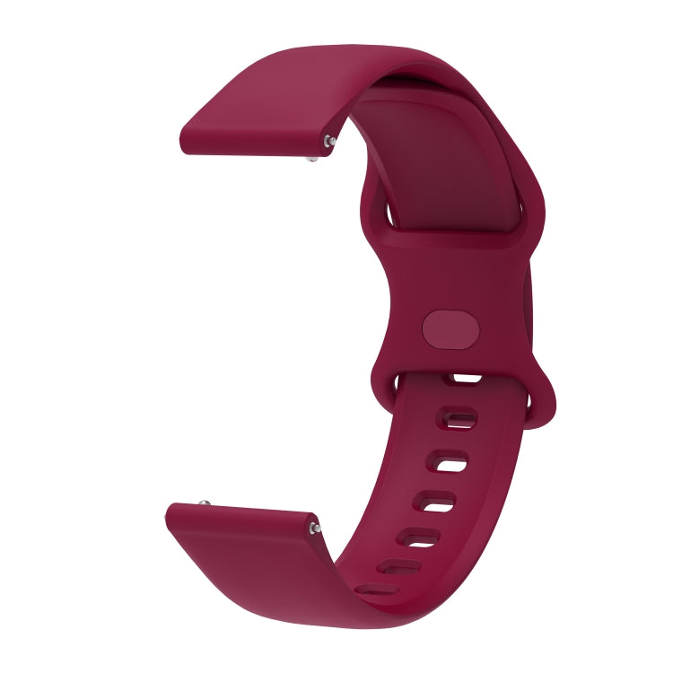 22mm For Amazfit GTS 2e Butterfly Buckle Silicone Watch Band(Wine Red) - Watch Bands by buy2fix | Online Shopping UK | buy2fix
