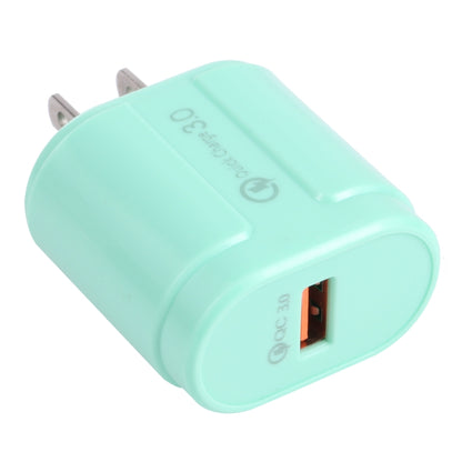 13-3 QC3.0 Single USB Interface Macarons Travel Charger, US Plug(Green) - Mobile Accessories by buy2fix | Online Shopping UK | buy2fix