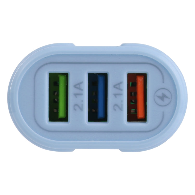 13-222 QC3.0 USB + 2.1A Dual USB Ports Macarons Travel Charger, EU Plug(Blue) - Mobile Accessories by buy2fix | Online Shopping UK | buy2fix