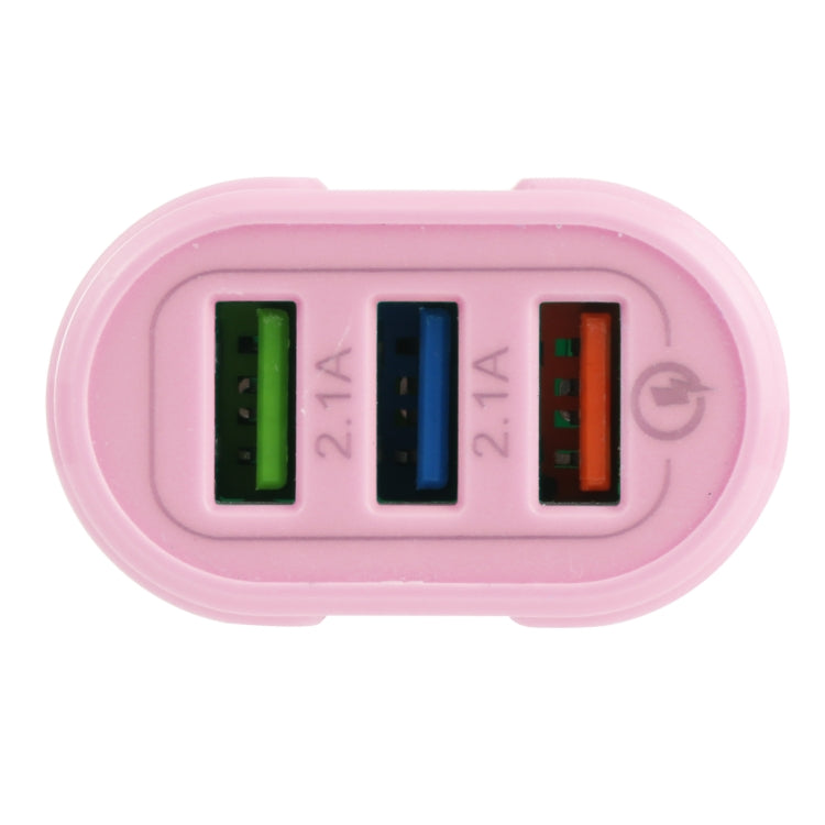 13-222 QC3.0 USB + 2.1A Dual USB Ports Macarons Travel Charger, US Plug(Pink) - Mobile Accessories by buy2fix | Online Shopping UK | buy2fix