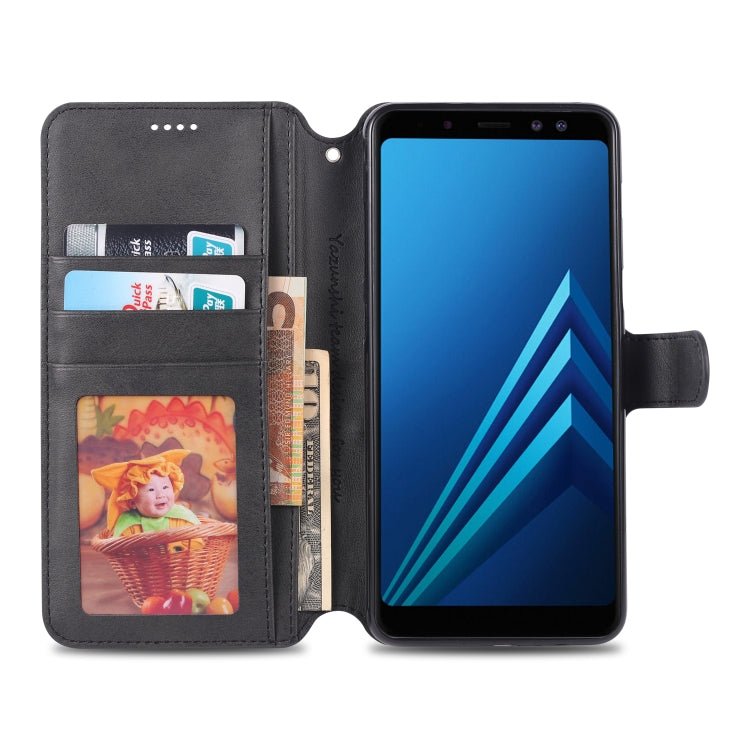 For Galaxy A8 2018 AZNS Calf Texture Magnetic Horizontal Flip PU Leather Case with Holder & Card Slots & Photo Frame(Black) - Galaxy Phone Cases by AZNS | Online Shopping UK | buy2fix