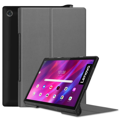 For Lenovo Yoga Tab 11 Custer Texture Horizontal Flip PU Leather Case with Holder & Sleep / Wake-up Function(Grey) - For Lenovo by buy2fix | Online Shopping UK | buy2fix