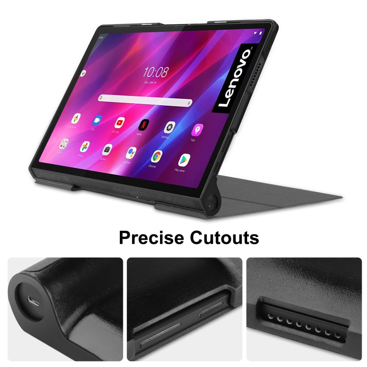 For Lenovo Yoga Tab 11 Custer Texture Horizontal Flip PU Leather Case with Holder & Sleep / Wake-up Function(Grey) - For Lenovo by buy2fix | Online Shopping UK | buy2fix