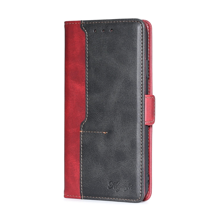 For Samsung Galaxy S22 Ultra 5G Retro Texture Contrast Color Side Buckle Horizontal Flip Leather Case with Holder & Card Slots & Wallet(Red) - Samsung Accessories by buy2fix | Online Shopping UK | buy2fix