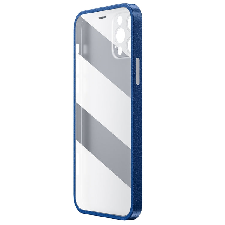 For iPhone 12 Pro Max WK WPC-011 Shockproof PC Phone Case with Tempered Glass Film(Blue) - iPhone 12 Pro Max Cases by WK | Online Shopping UK | buy2fix