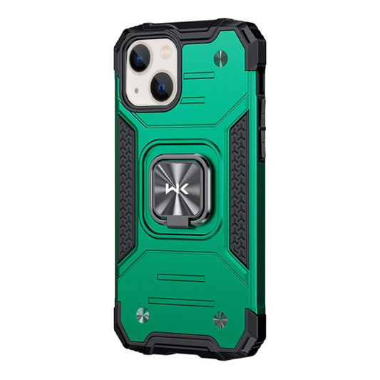 For iPhone 13 WK WTP-012 Shockproof PC + TPU + Metal Phone Case with Ring Holder(Green) - iPhone 13 Cases by WK | Online Shopping UK | buy2fix