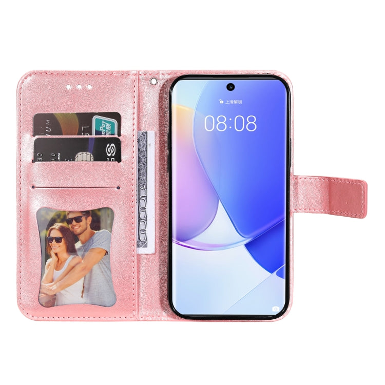 For Huawei nova 9 / Honor 50 7-petal Flowers Embossed Flip Leather Phone Case with Holder & Card Slots(Rose Gold) - Mobile Accessories by buy2fix | Online Shopping UK | buy2fix