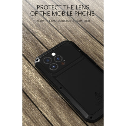 For iPhone 13 Pro LOVE MEI Metal Shockproof Waterproof Dustproof Protective Phone Case (Black) - Apple Accessories by LOVE MEI | Online Shopping UK | buy2fix