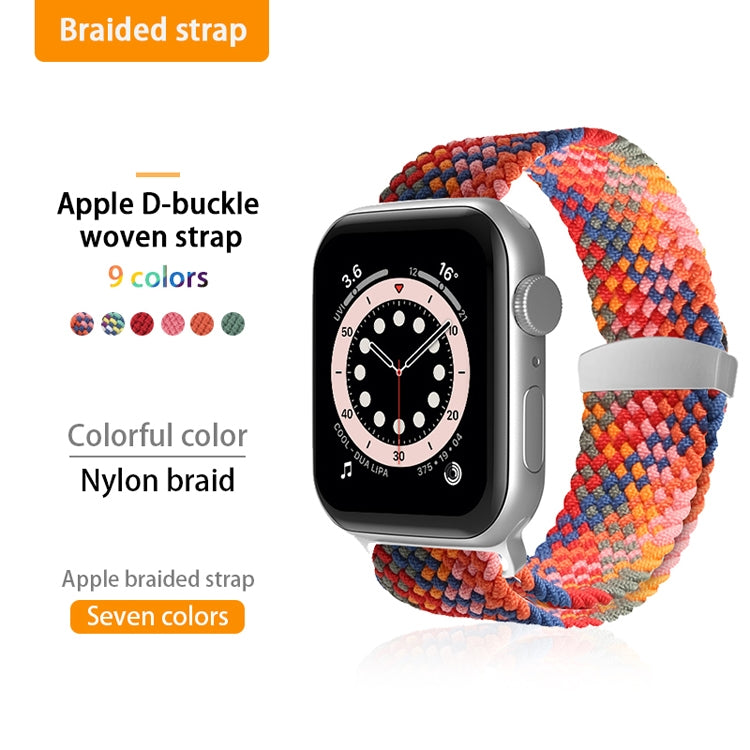 Nylon Braid Watch Band For Apple Watch Ultra 49mm&Watch Ultra 2 49mm / Series 9&8&7 45mm / SE 3&SE 2&6&SE&5&4 44mm / 3&2&1 42mm(Rainbow) - Watch Bands by buy2fix | Online Shopping UK | buy2fix