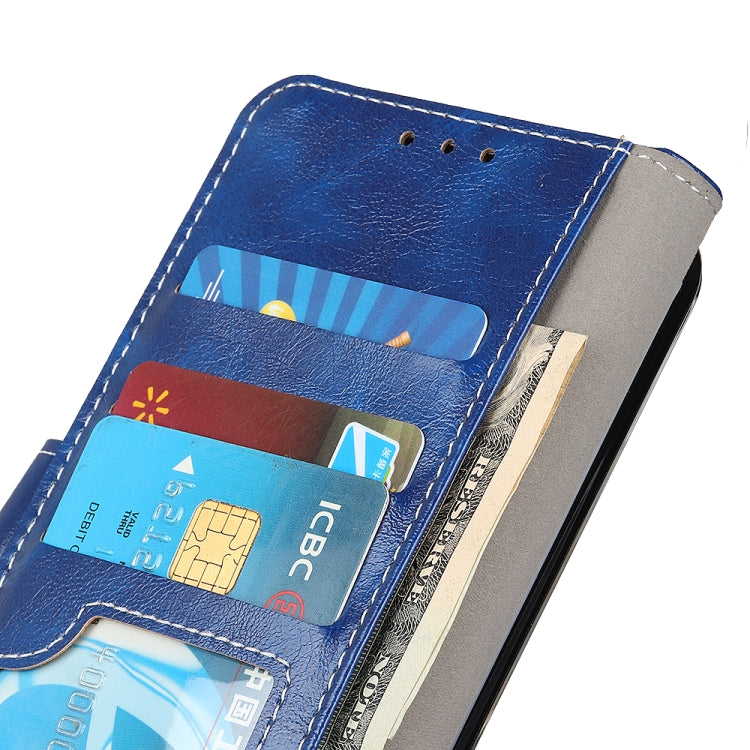 For OPPO Reno7 5G Retro Crazy Horse Texture Horizontal Flip Leather Phone Case(Blue) - OPPO Cases by buy2fix | Online Shopping UK | buy2fix