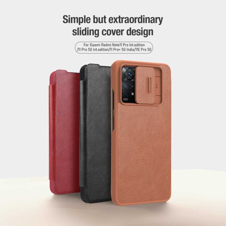 For Xiaomi Redmi Note 11 Pro Global / 11 Pro 5G Global / 11 Pro+ 5G India / 11E Pro 5G NILLKIN QIN Series Pro Crazy Horse Texture Leather Case(Red) - Xiaomi Cases by NILLKIN | Online Shopping UK | buy2fix