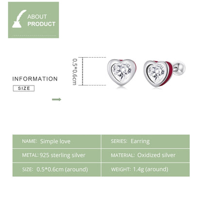 S925 Sterling Silver Heart Zircon Ear Stud Women Earrings(Blue) - Stud Earrings & Earrings by buy2fix | Online Shopping UK | buy2fix