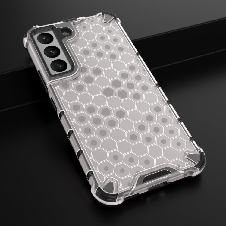 For Samsung Galaxy S22 5G Honeycomb PC + TPU Phone Case(White) - Galaxy S22 5G Cases by buy2fix | Online Shopping UK | buy2fix