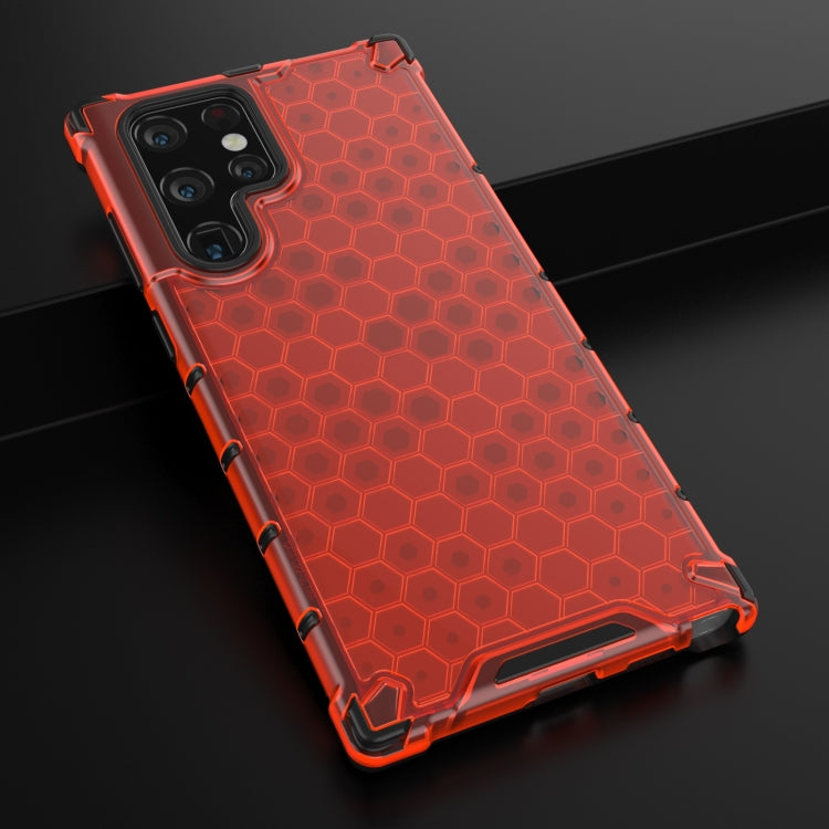 For Samsung Galaxy S22 Ultra 5G Honeycomb PC + TPU Phone Case(Red) - Galaxy S22 Ultra 5G Cases by buy2fix | Online Shopping UK | buy2fix