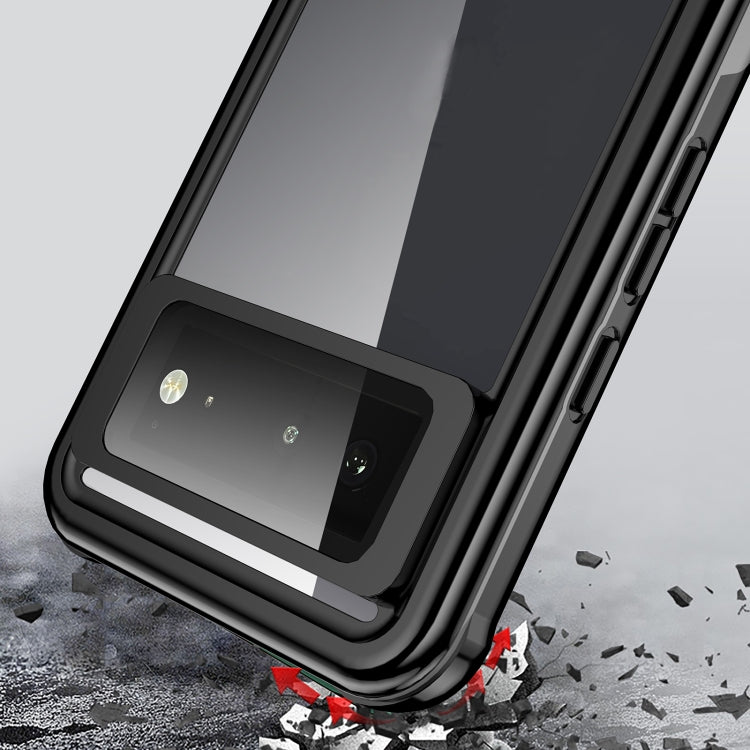 For Google Pixel 6 Life Waterproof Dustproof Shockproof Transparent Acrylic Protective Phone Case(Black) - Google Cases by buy2fix | Online Shopping UK | buy2fix
