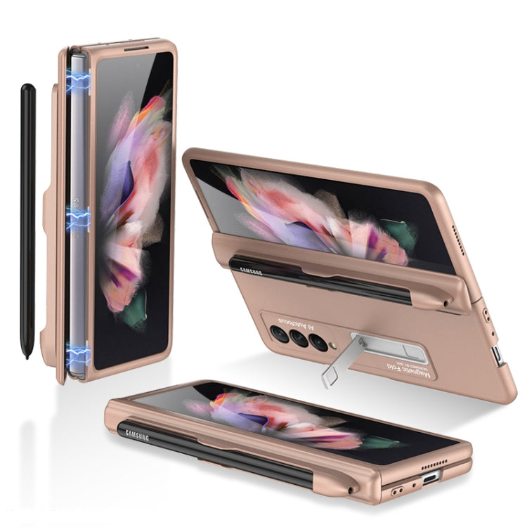 For Samsung Galaxy Z Fold3 5G GKK Magnetic Full Coverage Phone Flip Case with Pen Slot(Gold) - Samsung Accessories by GKK | Online Shopping UK | buy2fix