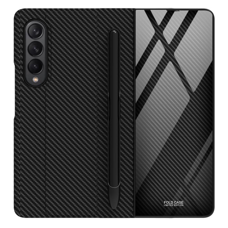 For Samsung Galaxy Z Fold3 5G GKK Flip Tempered Glass Phone Case with Pen Slot(Black) - Galaxy Phone Cases by GKK | Online Shopping UK | buy2fix