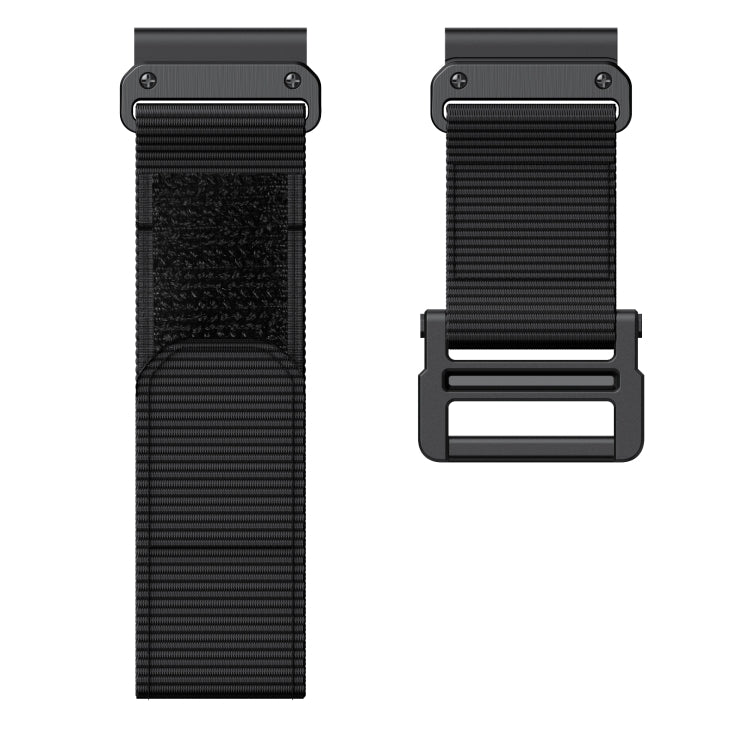 For Garmin Fenix 6X / 5X 26mm Hook And Loop Fastener Nylon Watch Band(Black) - Watch Bands by buy2fix | Online Shopping UK | buy2fix