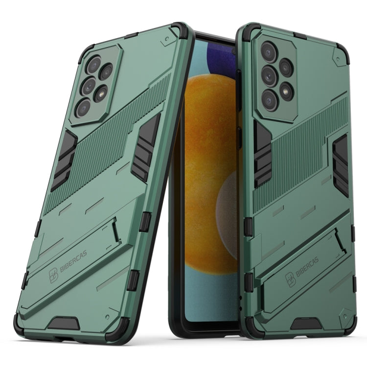 For Samsung Galaxy A73 5G Punk Armor 2 in 1 PC + TPU Shockproof Phone Case with Invisible Holder(Green) - Samsung Accessories by buy2fix | Online Shopping UK | buy2fix