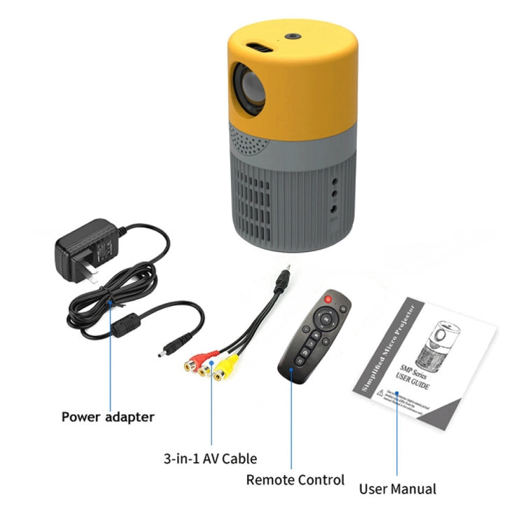 T400 100 inch Screen 3000 Lumens LED Mini Projector, Plug Type:US Plug(Grey Yellow) - Consumer Electronics by buy2fix | Online Shopping UK | buy2fix