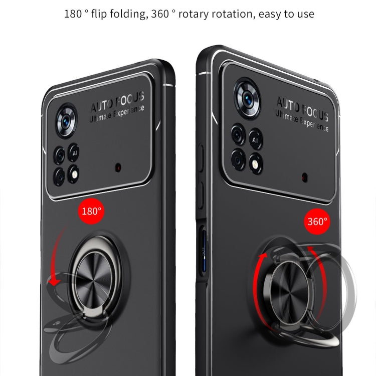 For Xiaomi Poco X4 Pro 5G Metal Ring Holder TPU Phone Case(Black+Blue) - Xiaomi Accessories by buy2fix | Online Shopping UK | buy2fix