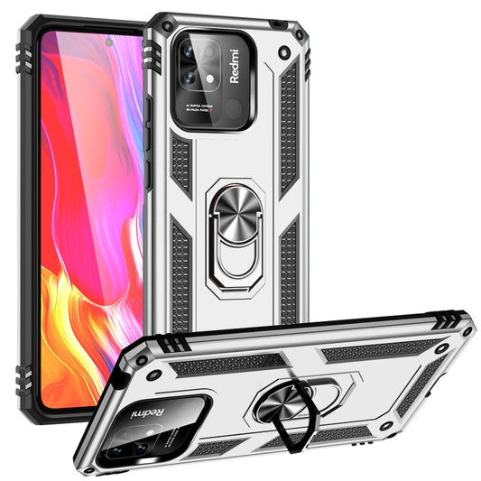 For Xiaomi Redmi 10C Shockproof TPU + PC Phone Case with 360 Degree Rotating Holder(Silver) - Xiaomi Cases by buy2fix | Online Shopping UK | buy2fix