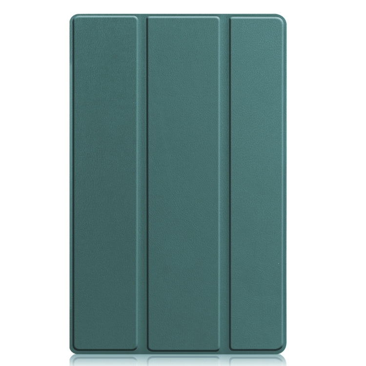 For Lenovo Tab M10 Plus 10.6 3rd Gen 2022 Custer Texture 3-Fold Holder Smart Leather Tablet Case(Dark Green) - For Lenovo by buy2fix | Online Shopping UK | buy2fix