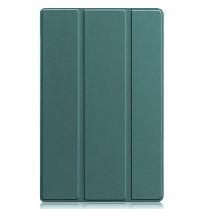 For Lenovo Tab M10 Plus 10.6 3rd Gen 2022 Custer Texture 3-Fold Holder Smart Leather Tablet Case(Dark Green) - For Lenovo by buy2fix | Online Shopping UK | buy2fix