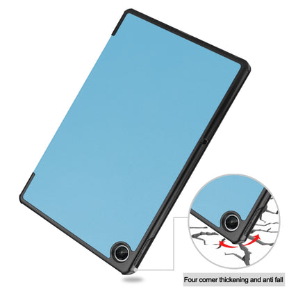 For Lenovo Tab M10 Plus 10.6 3rd Gen 2022 Custer Texture 3-Fold Holder Smart Leather Tablet Case(Sky Blue) - For Lenovo by buy2fix | Online Shopping UK | buy2fix