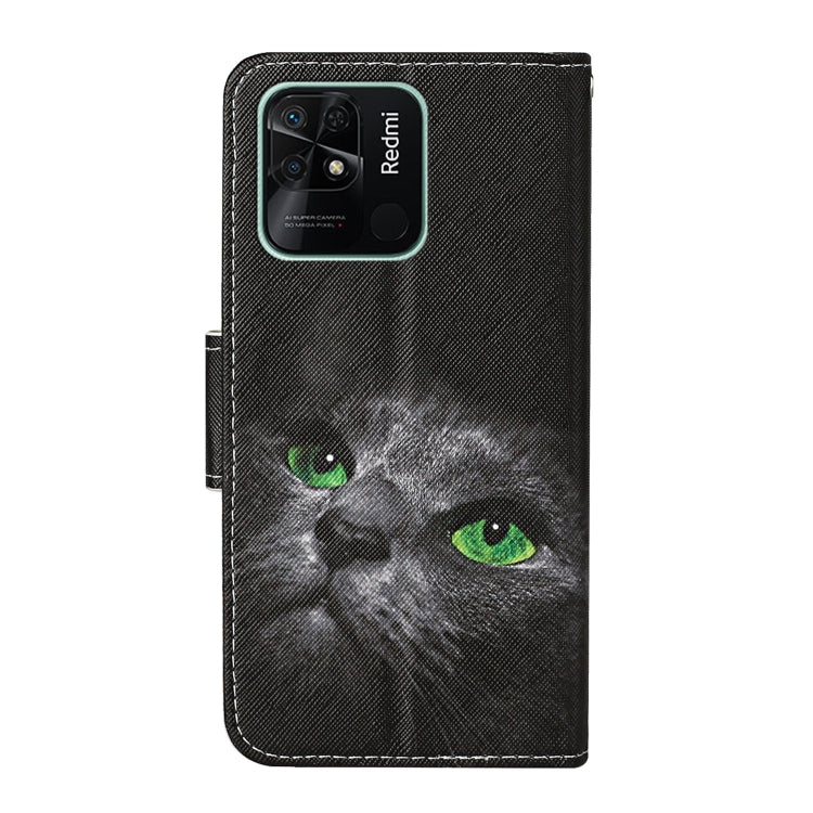 For Xiaomi Redmi 10C Colored Drawing Pattern Flip Leather Case(Black Cat) - Xiaomi Cases by buy2fix | Online Shopping UK | buy2fix