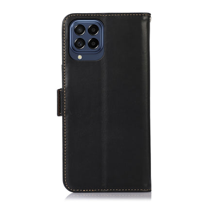 For Samsung Galaxy M53 5G Crazy Horse Top Layer Cowhide Leather Phone Case(Black) - Galaxy Phone Cases by buy2fix | Online Shopping UK | buy2fix